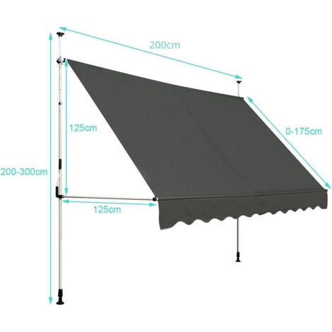 Ollewiellan Store Banne Avec Manivelle Balcon 350cm - Sans Perçage UV50+ Réglable Hauteur Hydrofuge Beige
