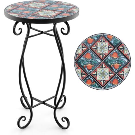 Table d'Appoint Extérieure Plateau en Céramique Petite Table Basse en Métal Antirouille Table d'Appoint Extérieure Plateau en Céramique Petite Table Basse en Métal Antirouille
