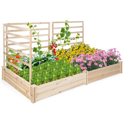 Carré Potager Rectangulaire En Bois 120 Cm - Sans Fond, Drainage Naturel, épicéa Massif - RELAX4LIFE