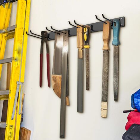 Support Mural Pour Outils De Jardin Turakos - 4 Rails De 40 Cm, 20 Crochets Antidérapants - Rangement Garage