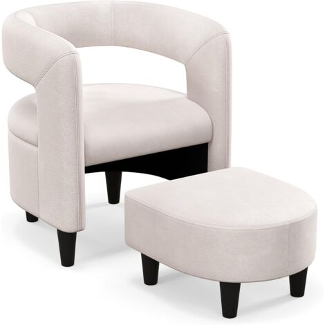 Lot De 2 Fauteuils De Salon + 2 Repose-pieds Assortis - Beige, Pivotants, Relaxation - Occasion