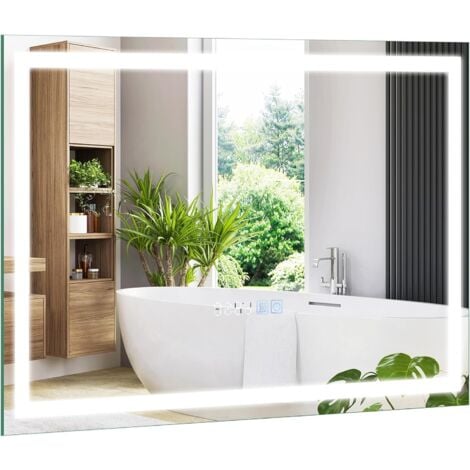 RELAX4LIFE Miroir Salle de Bain LED avec Éclairage 3 Couleurs, Intensité Variable, Miroir Lumineux Salle de Bain Anti-Buée, Fonction Mémoire (75X50cm, Rec)