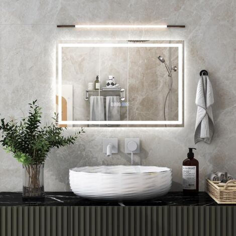 RELAX4LIFE Miroir Salle de Bain LED avec Éclairage 3 Couleurs, Intensité Variable, Miroir Lumineux Salle de Bain Anti-Buée, Fonction Mémoire (75X50cm, Rec)