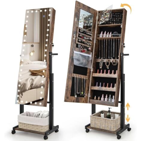 RELAX4LIFE Armoire à Bijoux Sur Pied Avec Miroir Pleine Longueur