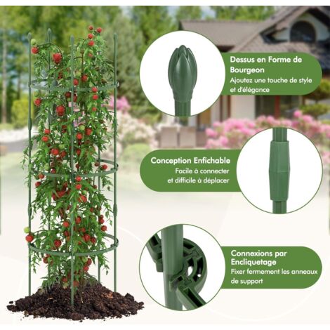 10 Tuteurs En Bois Pour Plantes - 40 Cm - Teinture Verte Résistante - Pour Tomates, Fleurs, Jardin Et Compositions