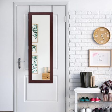 Armoire à Bijoux Murale RELAX4LIFE Avec Miroir Plein Longueur - 3 étagères, 25 Crochets - Blanc 110cm