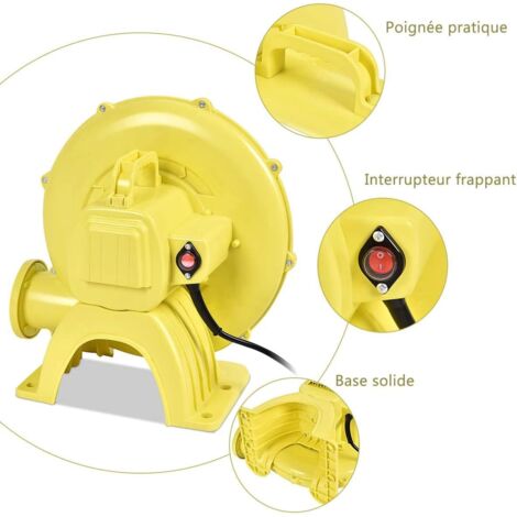 RELAX4LIFE Pompe Électrique 680W Gonflable Jaune - Souffleur Puissant Moteur Cuivre Pour Châteaux Gonflables, Maisons De Rebond Et Jouets D'Eau