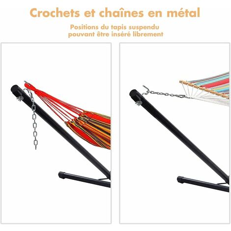 Support Pour Fauteuil Suspendu RELAX4LIFE - Acier Noir 150kg - 112x79x205cm - Design Croissant De Lune