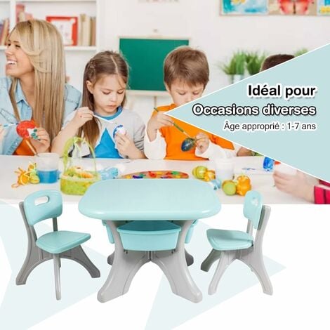 DREAMADE Kit de Table et 4 Chaise, Meuble Enfant avec 1Table et 4