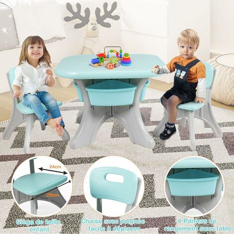 Table pour enfant avec 2 chaises en mdf blanc Crayons
