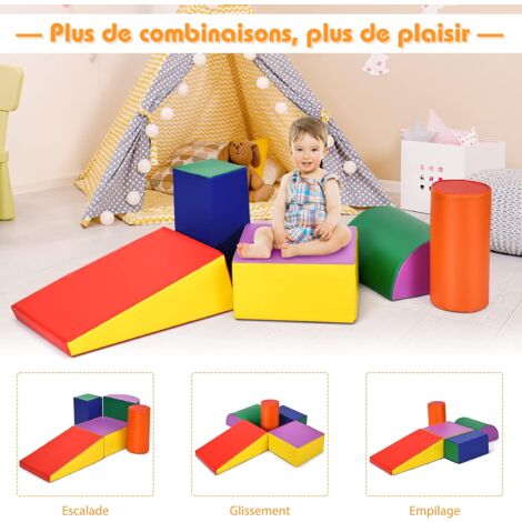 Blocs D'escalade En Mousse Pour Enfants - Lot 7 Pièces Motif Noël - Sécuritaire, Doux, Lavable - Intérieur/extérieur