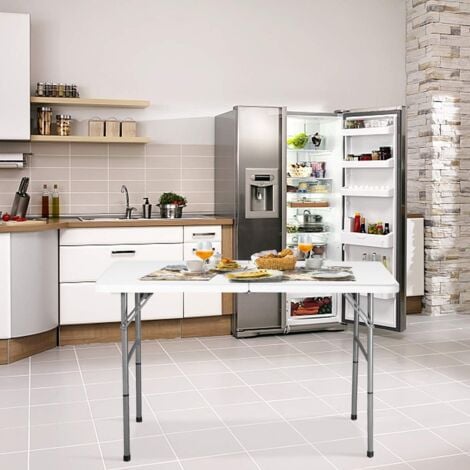 RELAX4LIFE Table Pliante en Blanc Table d'Appoint Extérieur ou Intérieur pour Jardin Camping Buffet Marché Réception 3 Dimension au Choix (122x61x72 cm)