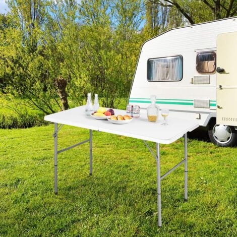 RELAX4LIFE Table Pliante en Blanc Table d'Appoint Extérieur ou Intérieur pour Jardin Camping Buffet Marché Réception 3 Dimension au Choix (122x61x72 cm)