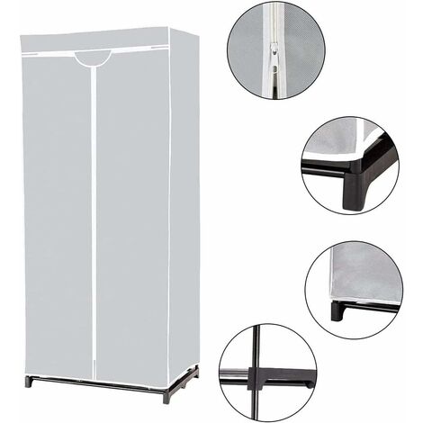 Armoire Rangement En Tissu 75x50x170cm - Pliable, Avec Structure Métallique - Café