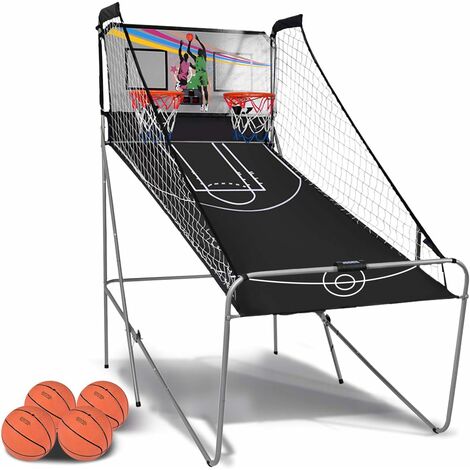 Panier De Basket Électronique Pliable Avec Score LED - 2 Paniers, 4 Balles - Pour Enfants & Adultes - Extérieur