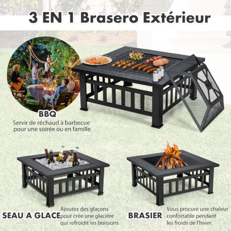 GYMAX Porte-Bûches De Cheminée En Métal Charge 30 Kg Pour Rangement Bois, Avec Poignée Pratique