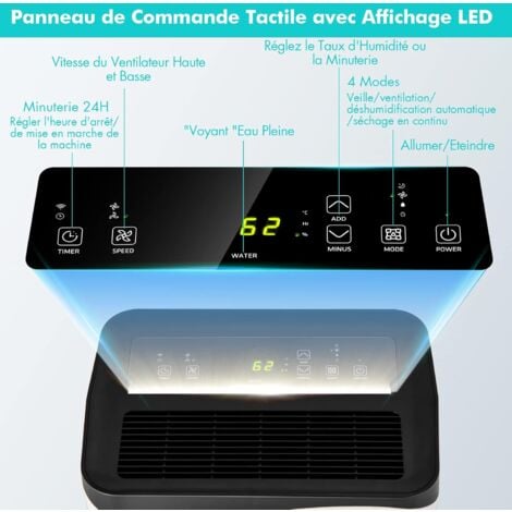 RELAX4LIFE Déshumidificateur WiFi 50L/Jour pour 100㎡ Réservoir d'eau 5L, Fonction Sèche Linge Ventilation à 2 Vitesses Mode Nuit avec Minuterie(50L- 100㎡ WiFi)