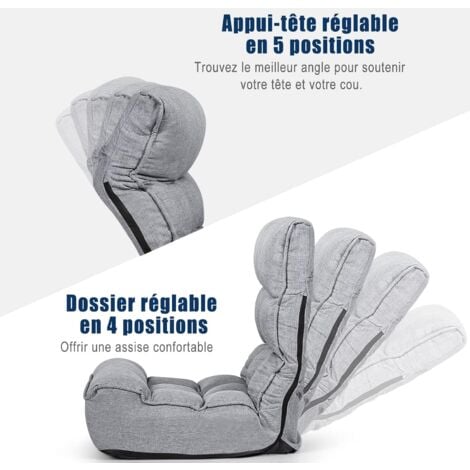 Fauteuil Convertible 1 Place Fauteuil Convertible LIFEZEAL - Siège Relax Pliable 6 Positions Avec Repose-pieds Fauteuil Lecture Détente