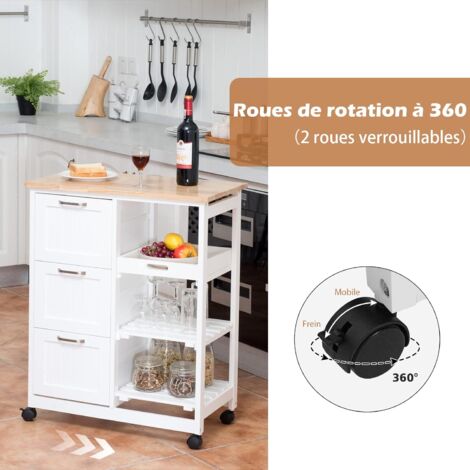 Amig – Desserte De Cuisine 3 Niveaux à Roulettes Mod. Linn