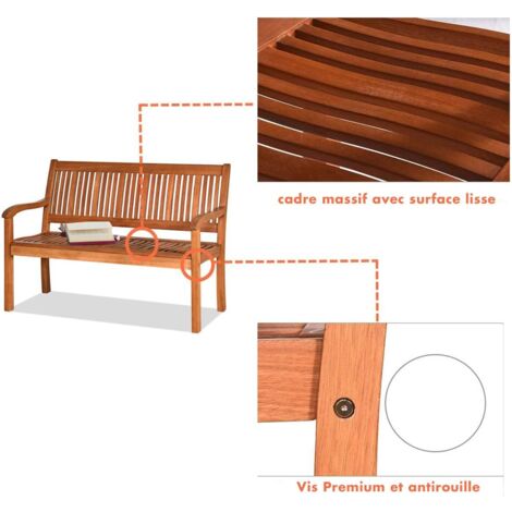 Arche De Jardin - RELAX4LIFE - Banc De Jardin 2 Places En Bois - 2 Treillis Pour Plantes - 7