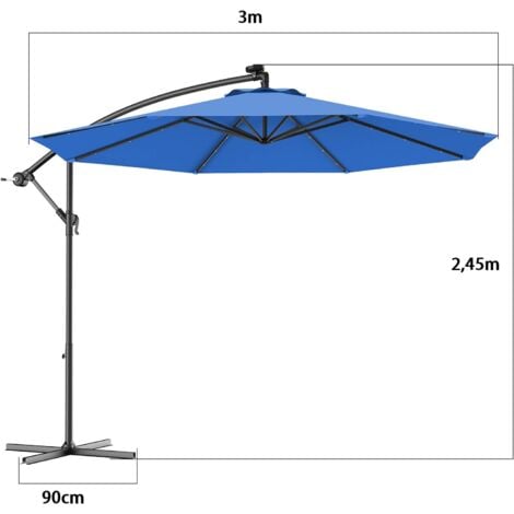 RELAX4LIFE Grand Parasol De Jardin Extérieur 470x450cm Avec LED Solaire, Parasol Double Avec 48 Lumieres Parasol Extra Large Avec Manivelle Base De Parasol Pour Jardin Cour Piscine 84294325