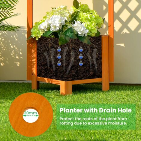 Jardinière Sur Roulettes Avec Treillis Réglable - Bac Auto-arrosant 40x40 Cm - Pour Plantes Grimpantes