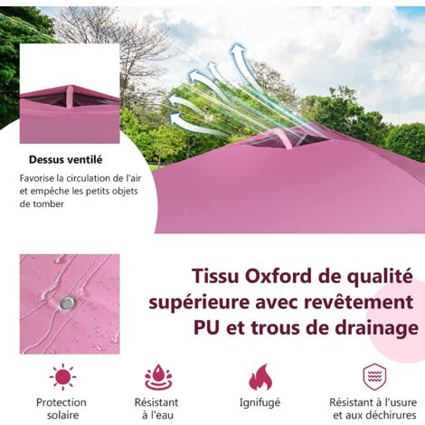 RELAX4LIFE Tonnelle de Jardin 3x3M Pop-Up avec Panneau Latéral, Tente de Jardin à 3 Hauteurs Réglables, Barnum Pliant avec Sac de Transport à roulettes, UPF 50+ pour Marché Fête Camping (Rose)