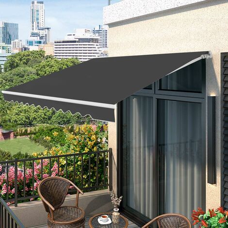 Store Banne Rétractable 2,95x2,5 M - Protection UV Et Eau, Angle Réglable 40-100°, Manivelle, Pour Terrasse Balcon