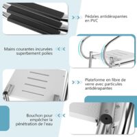 Geloo Échelle De Piscine INOX 4 Marches Pliable - Échelle Bateau Ponton Charge 200 Kg Avec Marches Antidérapantes Et Main Courante