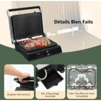 Plancha électrique Extra Large 1400W - Surface 89x22 Cm, 4 Réglages Température, Bac Récupération Graisse Amovible, Idéale Pour Fêtes Et Barbecue - 4