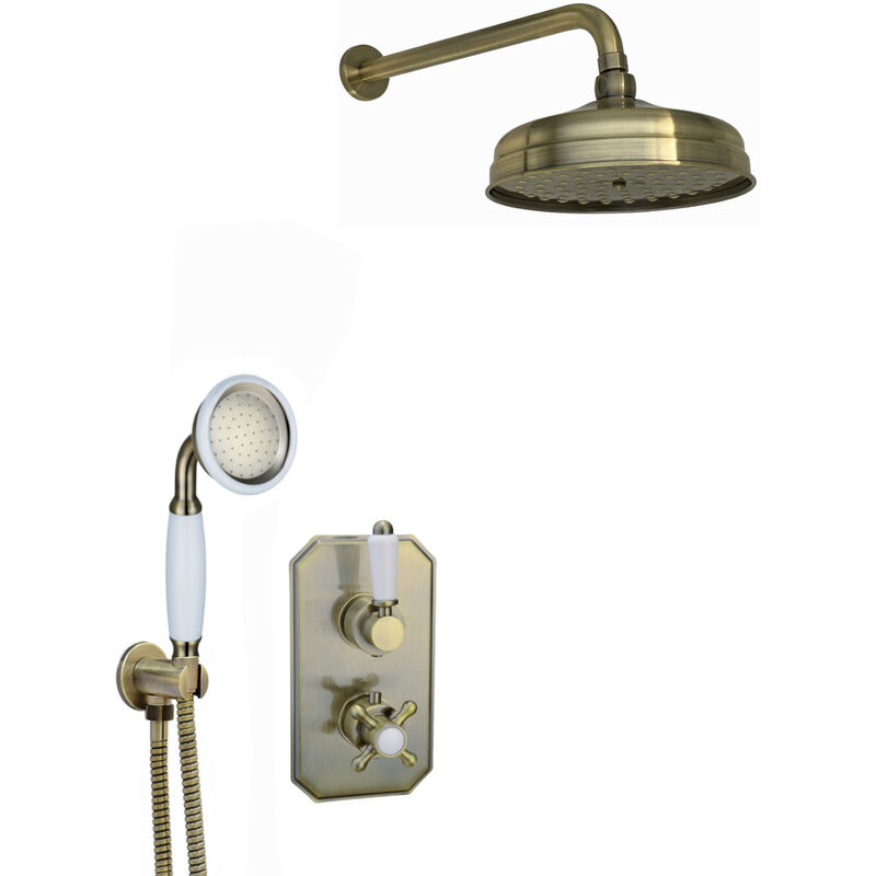 ENKI Regent Shower Head Handshower Kit Crosshead Bronze 8"