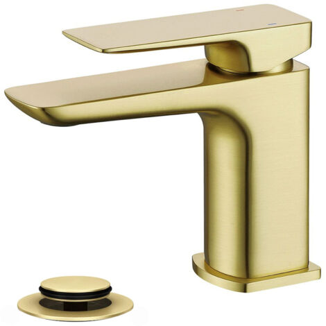 ENKI Mykonos Basin Mixer Tap & Waste Brass Brushed Brass BT1203