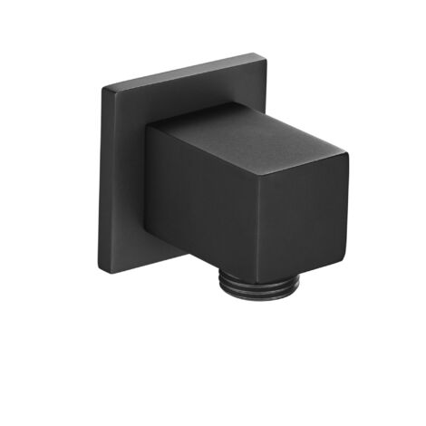 ENKI Square Shower Outlet Wall Mounted Solid Brass Black L10