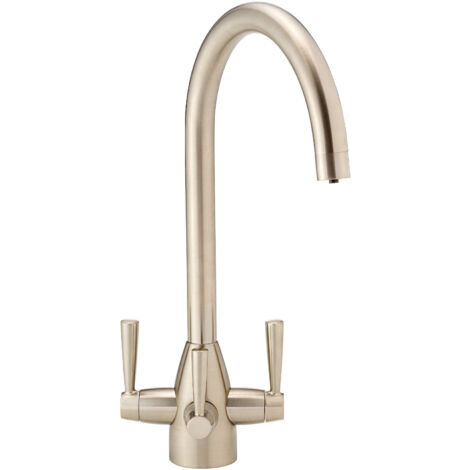 ENKI Torino Kitchen Filter Tap Twin Lever Modern Brushed Steel