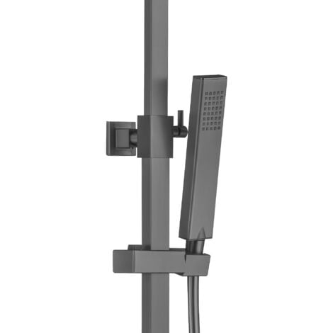 ENKI Enzo Ultra Slim Shower Head Handheld Sqaure Black 200mm