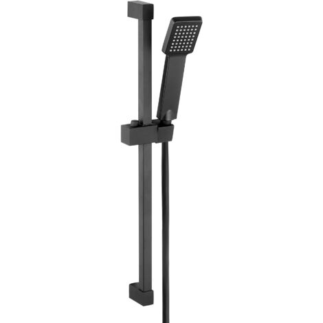 ENKI Shower Riser Rail Kit Square Stainless Steel Black ES012