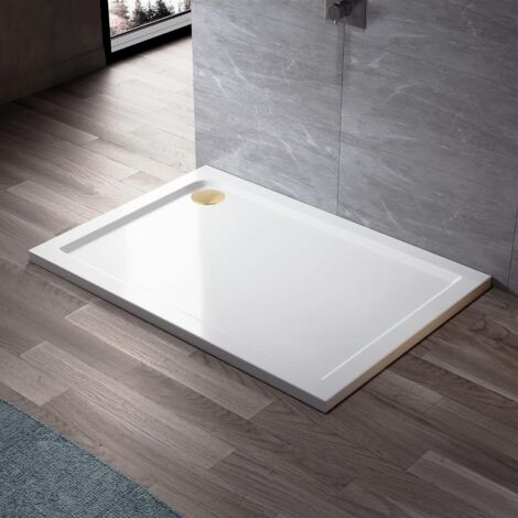 ENKI Fast Flow Shower Tray Waste Low Profile Brushed Brass 90mm
