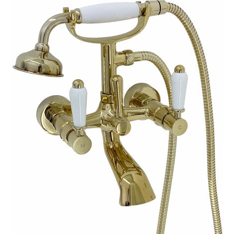 ENKI Downton Bath Shower Mixer Tap Wall Mounted Gold BT0610