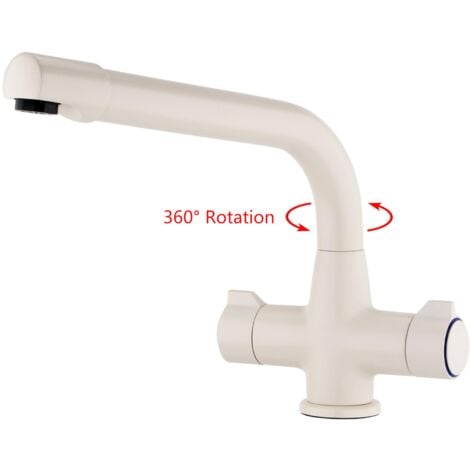 ENKI Alpha Kitchen Sink Basin Dual Flow Mixer Tap Cream