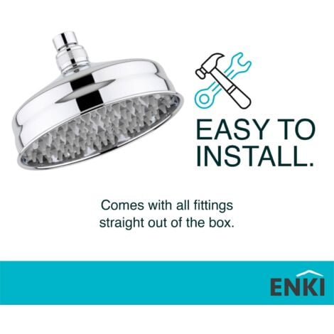 ENKI Round Fixed Shower Head Brass Traditional Chrome 150mm