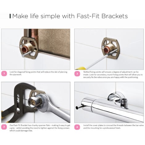 ENKI Easy Fix Bracket Kit for Shower Valves Brass Chrome 3/4"