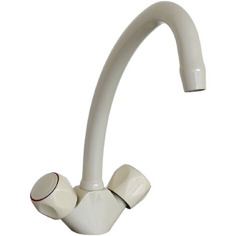 ENKI, Richmond, KT121, Cream, Kitchen Basin Sink Mixer Taps, Solid Brass, Easy Clean, Traditional Design, Easy to Install, 1-Year Guarantee