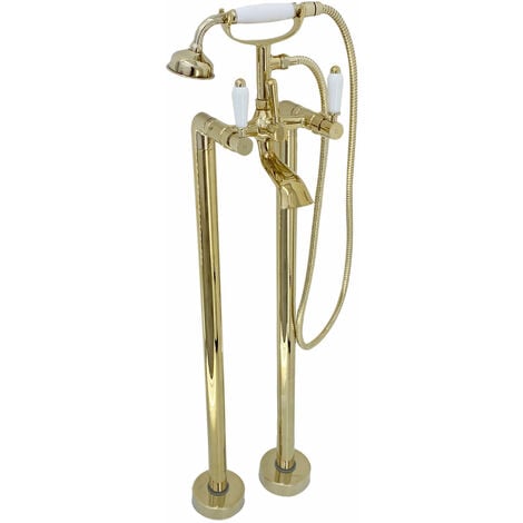 ENKI Downton Bath Shower Mixer Tap Floorstanding Gold BT0609