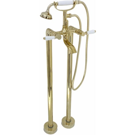 ENKI Downton Bath Shower Mixer Tap Floorstanding Gold BT0609