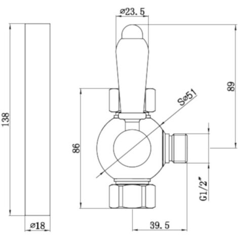 ENKI Downton Shower Diverter with Extension Pipe Chrome 18mm