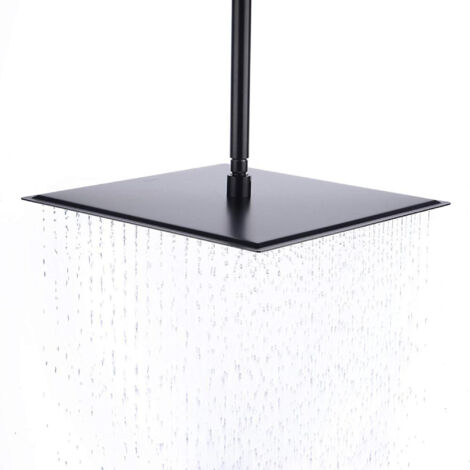 ENKI Ultra Slim Shower Head Square Matte Black 400mm