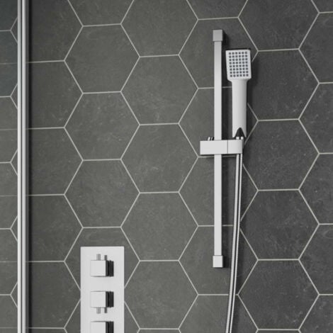 ENKI Shower Riser Rail Kit Square Stainless Steel Chrome ES016
