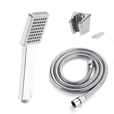 ENKI Handheld Shower Head Square Hose & Wall Bracket Chrome EH008