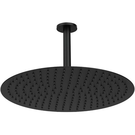 ENKI Shower Head & Arm Fixed Ceiling Mounted Matte Black 40cm