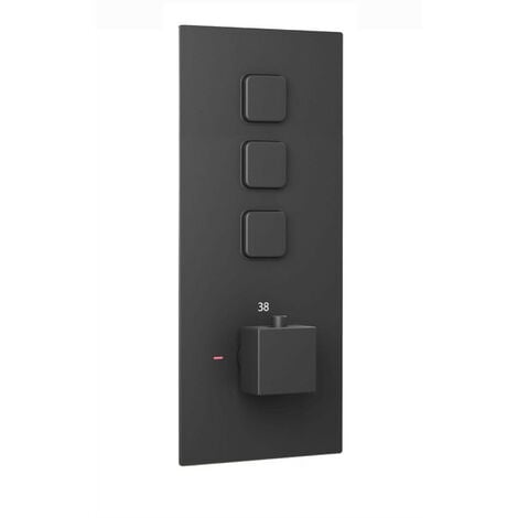 ENKI Milan Triple Shower Valve Square 3-Outlet Black TSV074